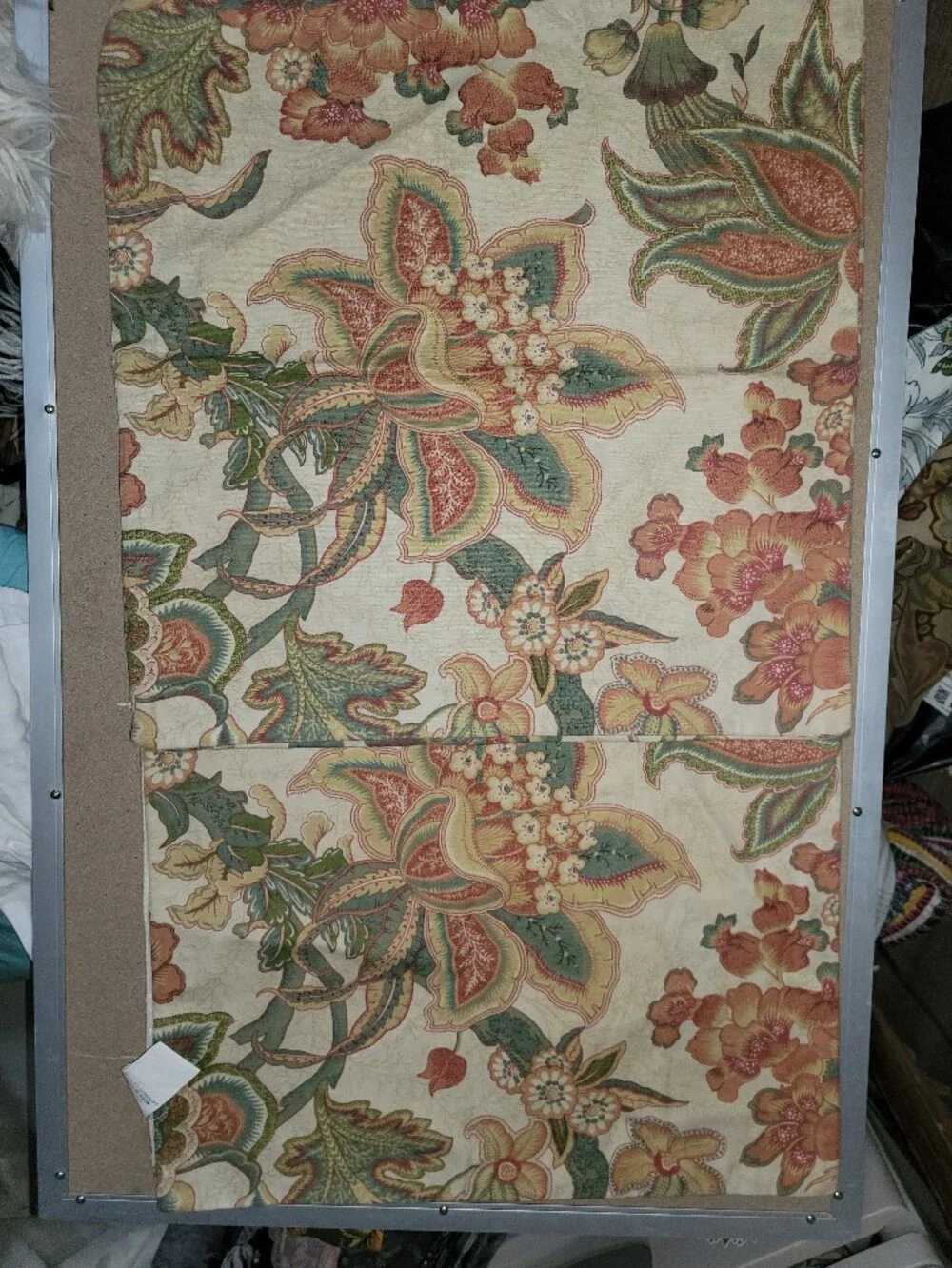 Pottery Barn 20X20 Floral Jacobean Throw Pillow Cover in Cream, Coral & Green